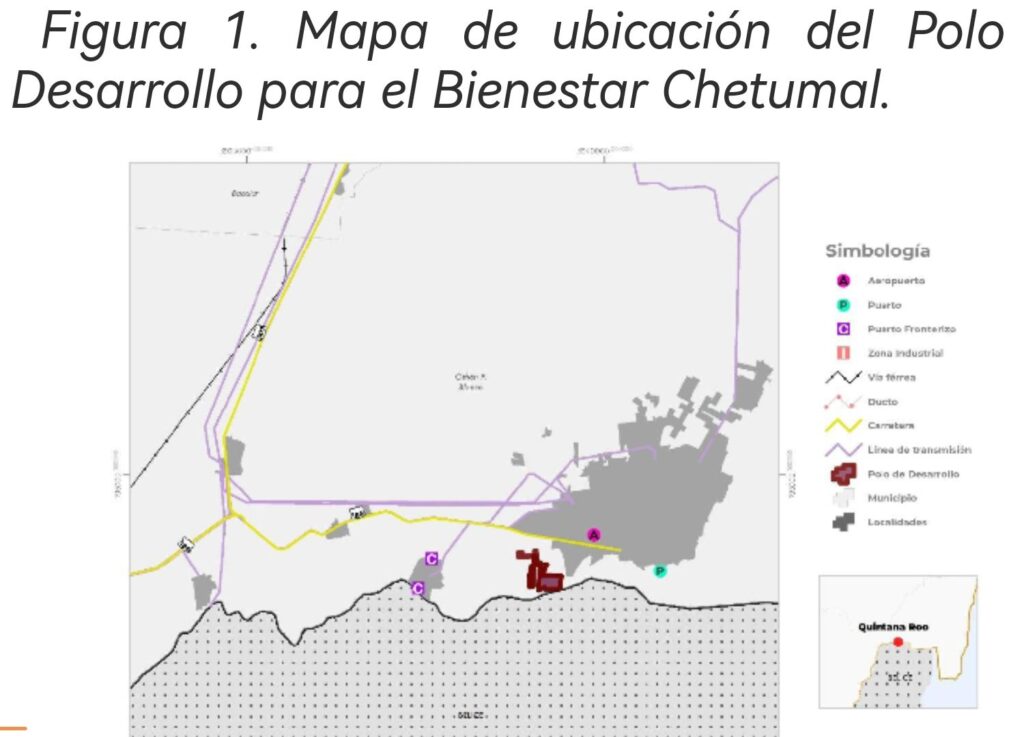 El Polo de Desarrollo Económico para el Bienestar Chetumal pretende impulsar el desarrollo principalmente industrial.