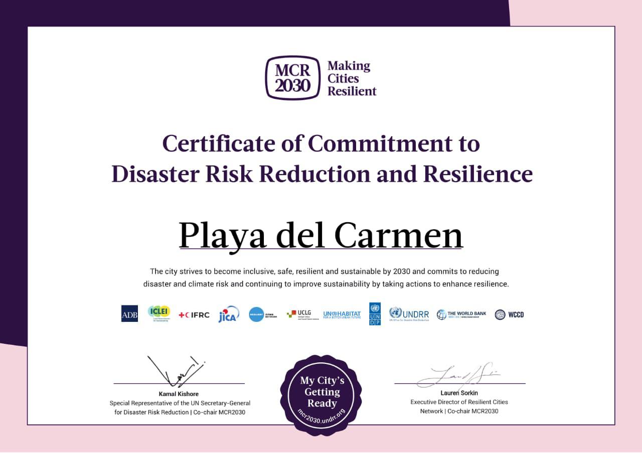 Playa del Carmen fortalece su prevención de desastres tras integrarse al programa Making Cities Resilient 2030 de la ONU.