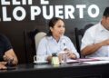 La presidenta municipal Mary Hernández durante la sesión de Cabildo donde se avaló la actualización del Plan Municipal.
